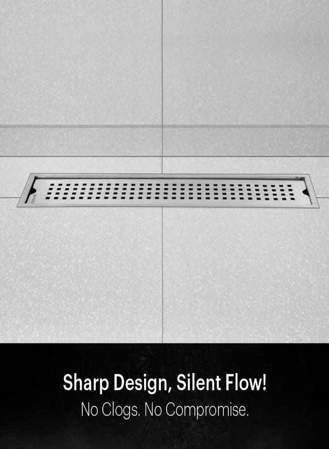 Johnson Bathrooms Johnson Sigma 4x18 inches Rectangle Shower Drain Channel | SS304 Grade Vertical Water Drain Channel| Floor Drain for Bathroom with Cockroach Trap | 2 Year Warranty (T3391C1- Stainless Steel) - Image 3